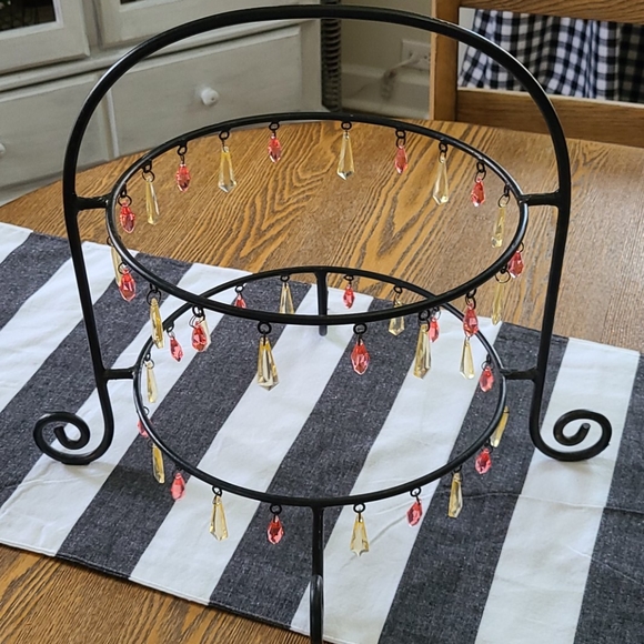 Dining Black Iron Plate Stand 2 Tiered Jeweled Hostess Poshmark